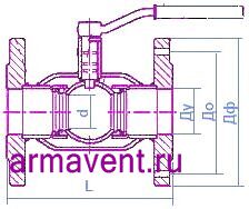 Габаритный чертеж крана шарового КШФ стандартнопроходного - Компания АрмаВент